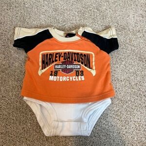 Harley Davidson diaper shirt 0-3 months baby orange motorcycle biker t-shirt